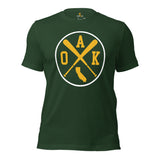 Vintage Oakland Baseball Emblem Fanatic T-Shirt: Gift Ideas for Him & Her, Baseball Enthusiasts & Lovers - Retro Style Game Day Tee - Forest