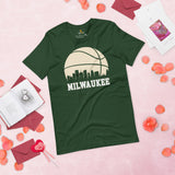Christmas Gift Ideas for Basketball Lovers, Coach & Players - Senior Night, Game Outfit - Milwaukee Skyline B-ball Fanatic T-Shirt - Forest