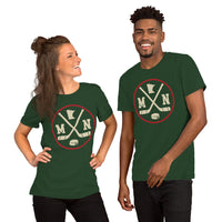 Hockey Game Outfit & Attire - Ideal Bday & Christmas Gifts for Hockey Players & Goalies - Vintage Minnesota Hockey Emblem Fanatic Tee - Forest, Unisex
