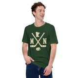 Hockey Game Outfit & Attire - Bday & Christmas Gift Ideas for Hockey Players & Goalies - Retro Minnesota Hockey Emblem Fanatic Shirt - Forest