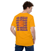 Bday & Christmas Gift Ideas for Basketball Lovers, Coach & Player - Senior Night, Game Outfit & Attire - Los Angeles B-ball Fanatic Tee - Gold, Back