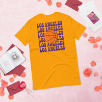 Bday & Christmas Gift Ideas for Basketball Lovers, Coach & Player - Senior Night, Game Outfit & Attire - Los Angeles B-ball Fanatic Tee - Gold, Back