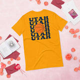 Bday & Christmas Gift Ideas for Basketball Lovers, Coach & Players - Senior Night, Game Outfit & Attire - Utah B-ball Fanatic T-Shirt - Gold, Back