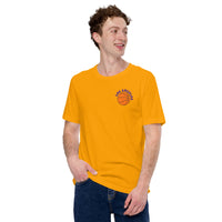 Bday & Christmas Gift Ideas for Basketball Lovers, Coach & Player - Senior Night, Game Outfit & Attire - Los Angeles B-ball Fanatic Tee - Gold, Front