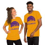 Christmas Gift Ideas for Basketball Lovers, Coach & Players - Senior Night, Game Outfit - Los Angeles Skyline B-ball Fanatic T-Shirt - Gold, Unisex