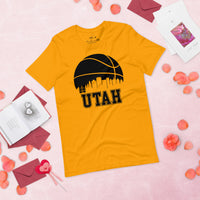 Christmas Gift Ideas for Basketball Lovers, Coach & Players - Senior Night, Game Outfit & Attire - Utah Skyline B-ball Fanatic T-Shirt - Gold