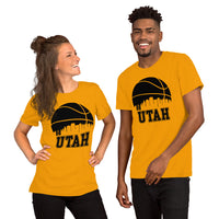 Christmas Gift Ideas for Basketball Lovers, Coach & Players - Senior Night, Game Outfit & Attire - Utah Skyline B-ball Fanatic T-Shirt - Gold, Unisex