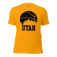 Christmas Gift Ideas for Basketball Lovers, Coach & Players - Senior Night, Game Outfit & Attire - Utah Skyline B-ball Fanatic T-Shirt - Gold