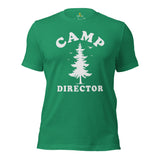 Happy Camper Shirt - Camping, Glamping Crew/Squad Shirt - Camp Director T-Shirt - Summer Vacation Vibes Tee - Gift for Nature Lover - Kelly