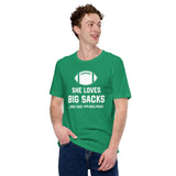 Funny Football Fanatic T-Shirt - She Loves Big Sacks And That Philadelphia D Shirt - Ideal Gifts for Football Fans - Game Day Shirt - Kelly