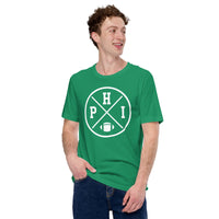 Philadelphia Football Emblem Fanatic Vintage Graphic T-Shirt: Retro Style, Ideal Gifts for Him & Her, Football Fans - Game Day Shirt - Kelly