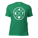 New York Football Emblem Fanatic Vintage Graphic T-Shirt - Game Day Shirt - Retro Style, Ideal Gifts for Him & Her, Football Fans - Kelly