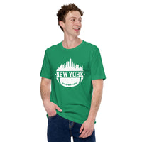 New York Skyline Football Fanatic Vintage Graphic T-Shirt: Gift Ideas for Him & Her, Football Fans - Retro Style Game Day Shirt - Kelly