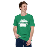 Philadelphia Skyline Football Fanatic Vintage Graphic T-Shirt: Gift Ideas for Him & Her, Football Fans - Retro Style Game Day Shirt - Kelly