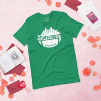 Philadelphia Skyline Football Fanatic Vintage Graphic T-Shirt: Gift Ideas for Him & Her, Football Fans - Retro Style Game Day Shirt - Kelly