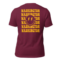 Happy Smiley Face Emoji T-Shirt - Washington Football Fanatic Vintage Graphic Shirt: Gift for Him & Her, Football Fans - Game Day Tee - Maroon, Back