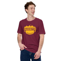 Washington Skyline Football Fanatic Vintage Graphic T-Shirt: Ideal Gift for Him & Her, Football Fans - Retro Style Game Day Shirt - Maroon