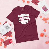 Arizona Skyline T-Shirt - Football Fanatic Vintage Graphic Shirt: Gift Ideas for Him & Her, Football Fans - Retro Style Game Day Shirt - Maroon
