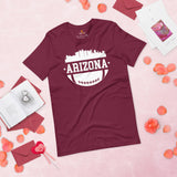 Arizona Skyline T-Shirt - Football Fanatic Vintage Graphic Shirt: Gift Ideas for Him & Her, Football Fans - Retro Style Game Day Shirt - Maroon