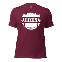 Arizona Skyline T-Shirt - Football Fanatic Vintage Graphic Shirt: Gift Ideas for Him & Her, Football Fans - Retro Style Game Day Shirt - Maroon