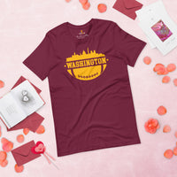 Washington Skyline Football Fanatic Vintage Graphic T-Shirt: Ideal Gift for Him & Her, Football Fans - Retro Style Game Day Shirt - Maroon