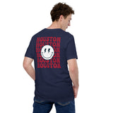 Happy Smiley Face Emoji T-Shirt - Houston Football Fanatic Vintage Graphic Shirt: Gift for Him & Her, Football Fans - Game Day Shirt - Navy, Back
