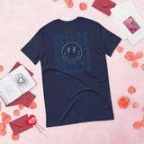 Happy Smiley Face Emoji T-Shirt - Dallas Football Fanatic Vintage Graphic Shirt: Gift for Him & Her, Football Fans - Game Day Shirt - Navy, Back