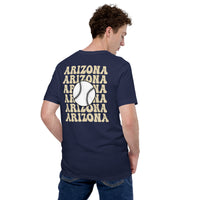 Retro Arizona Baseball Emblem Fanatic T-Shirt: Gift Ideas for Him & Her, Baseball Enthusiasts & Lovers - Vintage Game Day Tee - Navy, Back