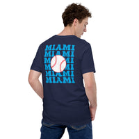 Retro Miami Baseball Emblem Fanatic T-Shirt: Gift Ideas for Him & Her, Baseball Enthusiasts & Lovers - Vintage Game Day Shirt - Navy, Back