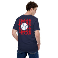 Retro Texas Baseball Emblem Fanatic T-Shirt: Gift Ideas for Him & Her, Baseball Enthusiasts & Lovers - Vintage Game Day Shirt - Navy, Back
