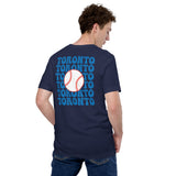 Retro Toronto Baseball Emblem Fanatic T-Shirt: Gift Ideas for Him & Her, Baseball Enthusiasts & Lovers - Vintage Game Day Shirt - Navy, Back