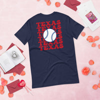 Retro Texas Baseball Emblem Fanatic T-Shirt: Gift Ideas for Him & Her, Baseball Enthusiasts & Lovers - Vintage Game Day Shirt - Navy, Back