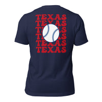 Retro Texas Baseball Emblem Fanatic T-Shirt: Gift Ideas for Him & Her, Baseball Enthusiasts & Lovers - Vintage Game Day Shirt - Navy, Back