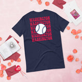 Retro Washington Baseball Emblem Fanatic T-Shirt: Gift Ideas for Him & Her, Baseball Enthusiasts & Lovers - Vintage Game Day Shirt - Navy, Back