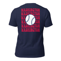 Retro Washington Baseball Emblem Fanatic T-Shirt: Gift Ideas for Him & Her, Baseball Enthusiasts & Lovers - Vintage Game Day Shirt - Navy, Back