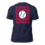 Retro Washington Baseball Emblem Fanatic T-Shirt: Gift Ideas for Him & Her, Baseball Enthusiasts & Lovers - Vintage Game Day Shirt - Navy, Back