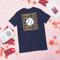 Retro Kansas City Baseball Emblem Fanatic T-Shirt: Gift Ideas for Him & Her, Baseball Enthusiasts & Lovers - Vintage Game Day Tee - Navy, Back