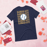 Retro Kansas City Baseball Emblem Fanatic T-Shirt: Gift Ideas for Him & Her, Baseball Enthusiasts & Lovers - Vintage Game Day Tee - Navy, Back