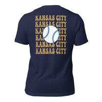 Retro Kansas City Baseball Emblem Fanatic T-Shirt: Gift Ideas for Him & Her, Baseball Enthusiasts & Lovers - Vintage Game Day Tee - Navy, Back