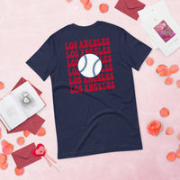 Retro Los Angeles Baseball Emblem Fanatic T-Shirt: Gift Ideas for Him & Her, Baseball Enthusiasts & Lovers - Vintage Game Day Tee - Navy, Back