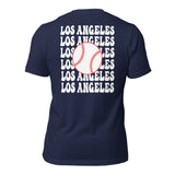 Retro Los Angeles Baseball Emblem Fanatic T-Shirt: Gift Ideas for Him & Her, Baseball Enthusiasts & Lovers - Vintage Game Day Shirt - Navy, Back
