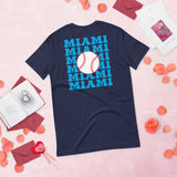 Retro Miami Baseball Emblem Fanatic T-Shirt: Gift Ideas for Him & Her, Baseball Enthusiasts & Lovers - Vintage Game Day Shirt - Navy, Back