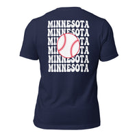 Retro Minnesota Baseball Emblem Fanatic T-Shirt: Gift Ideas for Him & Her, Baseball Enthusiasts & Lovers - Vintage Game Day Shirt - Navy, Back