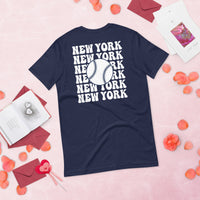 Retro New York Baseball Emblem Fanatic T-Shirt: Gift Ideas for Him & Her, Baseball Enthusiasts & Lovers - Vintage Game Day Shirt - Navy, Back