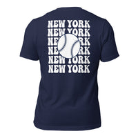 Retro New York Baseball Emblem Fanatic T-Shirt: Gift Ideas for Him & Her, Baseball Enthusiasts & Lovers - Vintage Game Day Shirt - Navy, Back