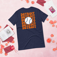 Retro Detroit Baseball Emblem Fanatic T-Shirt: Gift Ideas for Him & Her, Baseball Enthusiasts & Lovers - Vintage Game Day Shirt - Navy, Back