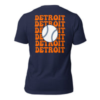 Retro Detroit Baseball Emblem Fanatic T-Shirt: Gift Ideas for Him & Her, Baseball Enthusiasts & Lovers - Vintage Game Day Shirt - Navy, Back