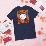 Retro Houston Baseball Emblem Fanatic T-Shirt: Gift Ideas for Him & Her, Baseball Enthusiasts & Lovers - Vintage Game Day Tee - Navy, Back