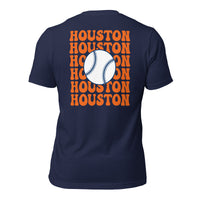 Retro Houston Baseball Emblem Fanatic T-Shirt: Gift Ideas for Him & Her, Baseball Enthusiasts & Lovers - Vintage Game Day Tee - Navy, Back