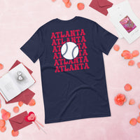 Retro Atlanta Baseball Emblem Fanatic T-Shirt: Gift Ideas for Him & Her, Baseball Enthusiasts & Lovers - Vintage Game Day Tee - Navy, Back